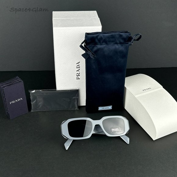 Prada PR17WS 11N09T Sunglasses Marble Gray Graphite Black Rectangle Unisex - Picture 1 of 8